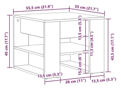 Mesa de Café Roble negro 55.5 x 55 x 45 cm Madera contrachapada