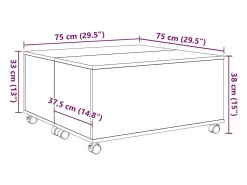 Mesa de Café Roble negro 75 x 75 x 38 cm Madera contrachapada