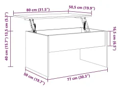 Mesa de Café Roble Negro 80 x 50.5 x 41.5 cm