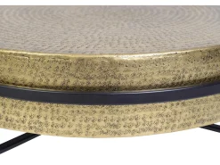 Mesa de café tapa bronce y patas de metal en negro