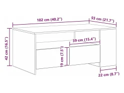 Mesa de Café with Drawer Roble negro 102 x 55 x 43.5 cm