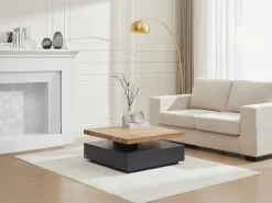 Mesa de centro - 1 cajón y tablero pivotante - MDF - Color: antracita y roble. KYRIA