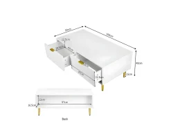 Mesa de centro - 2 cajones - diseño de rayas verticales - Blanco