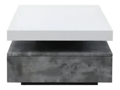 Mesa de centro- 2 cajones - MDF - Color: cemento y blanco lacado. FELIX