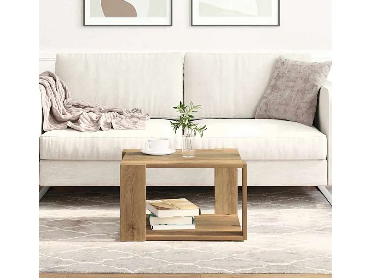 Mesa de centro | Mesa de café | Mesa auxiliar Roble artisan 51.5x51.5x30 cm SHL4020