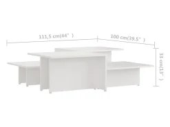 Mesa de centro 2 piezas madera contrachapada blanco 111,5x50x33cm