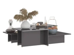 Mesa de centro 2 piezas madera contrachapada gris 111,5x50x33cm