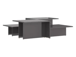 Mesa de centro 2 piezas madera contrachapada gris 111,5x50x33cm