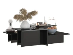 Mesa de centro 2 piezas madera contrachapada negro 111,5x50x33cm