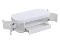 Mesa de centro 4 puertas y 1 cajón con LEDs - MDF - Color: blanco lacado - VANDANA