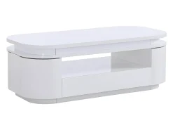 Mesa de centro 4 puertas y 1 cajón con LEDs - MDF - Color: blanco lacado - VANDANA