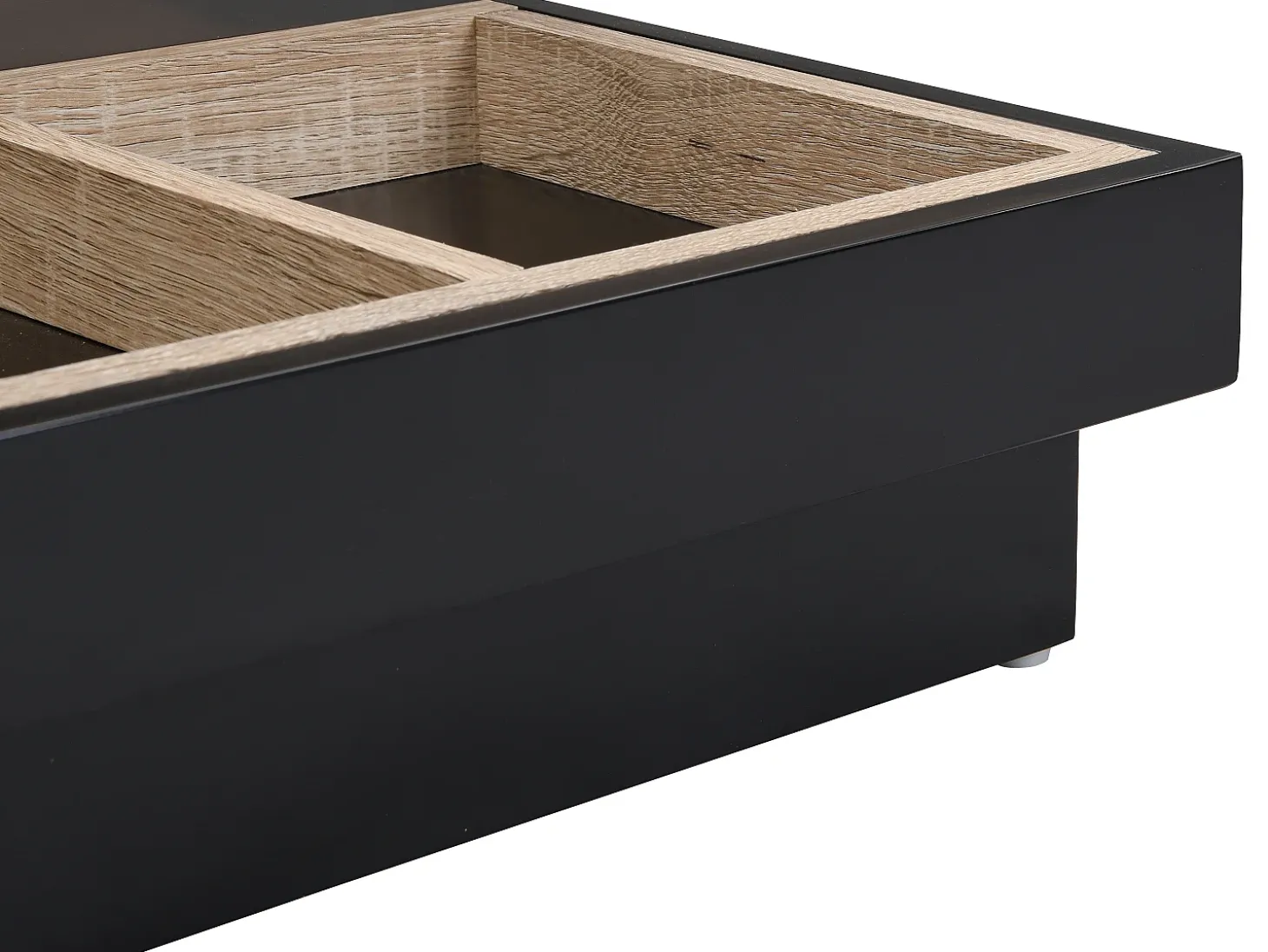 Mesa de centro - Tablero pivotante - MDF lacado negro y natural claro - FAUSTO