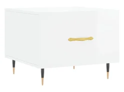 Mesa de centro 2 unidades madera ingeniería blanco brillo 50x50x40cm