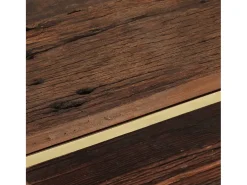 Mesa de centro acero inoxidable madera maciza traviesa dorado