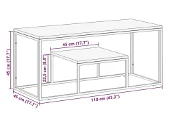 Mesa de centro acero inoxidable madera maciza traviesa dorado