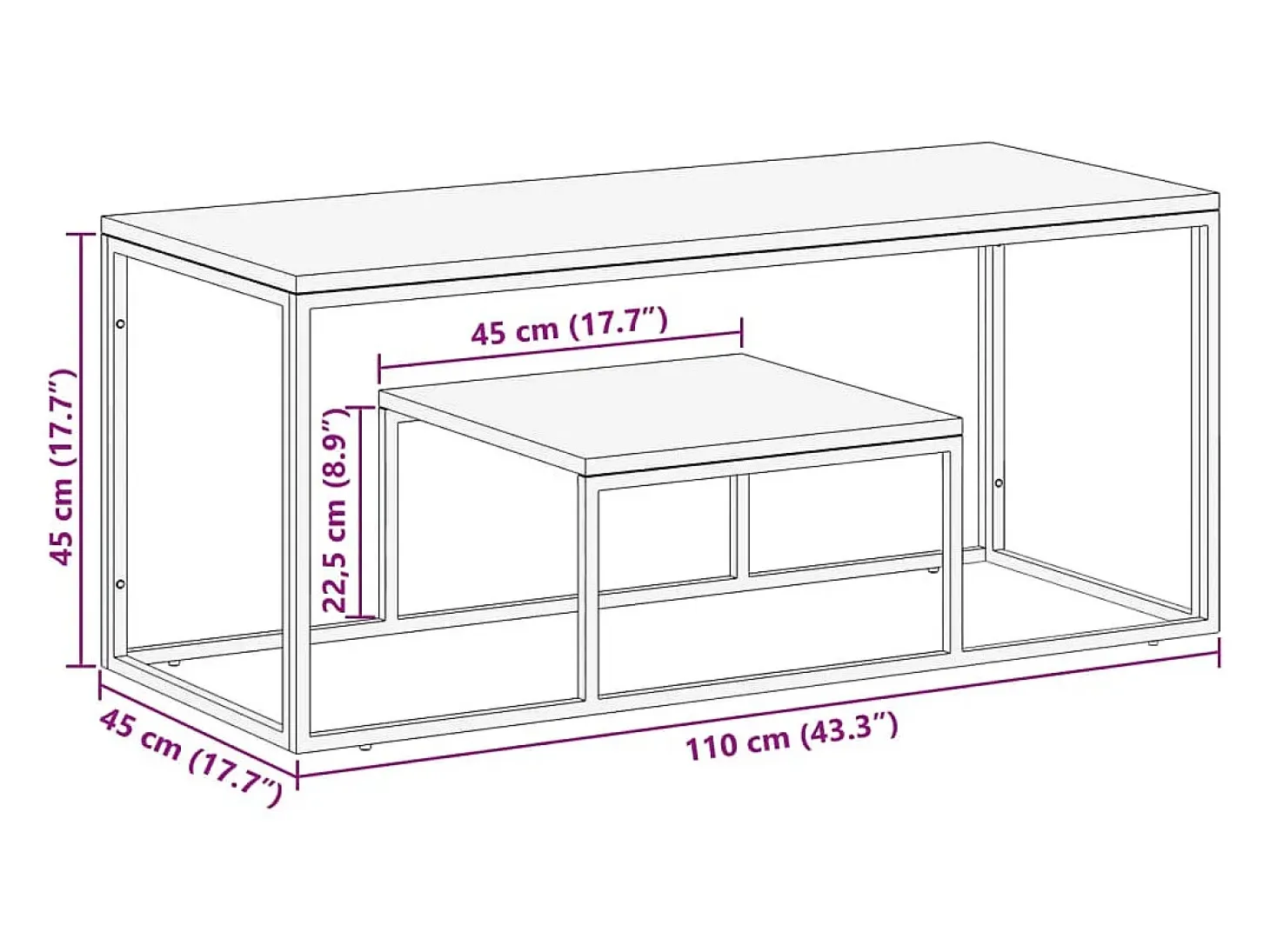 Mesa de centro acero inoxidable madera maciza traviesa dorado