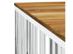 Mesa de centro acero inoxidable y madera maciza acacia plateado