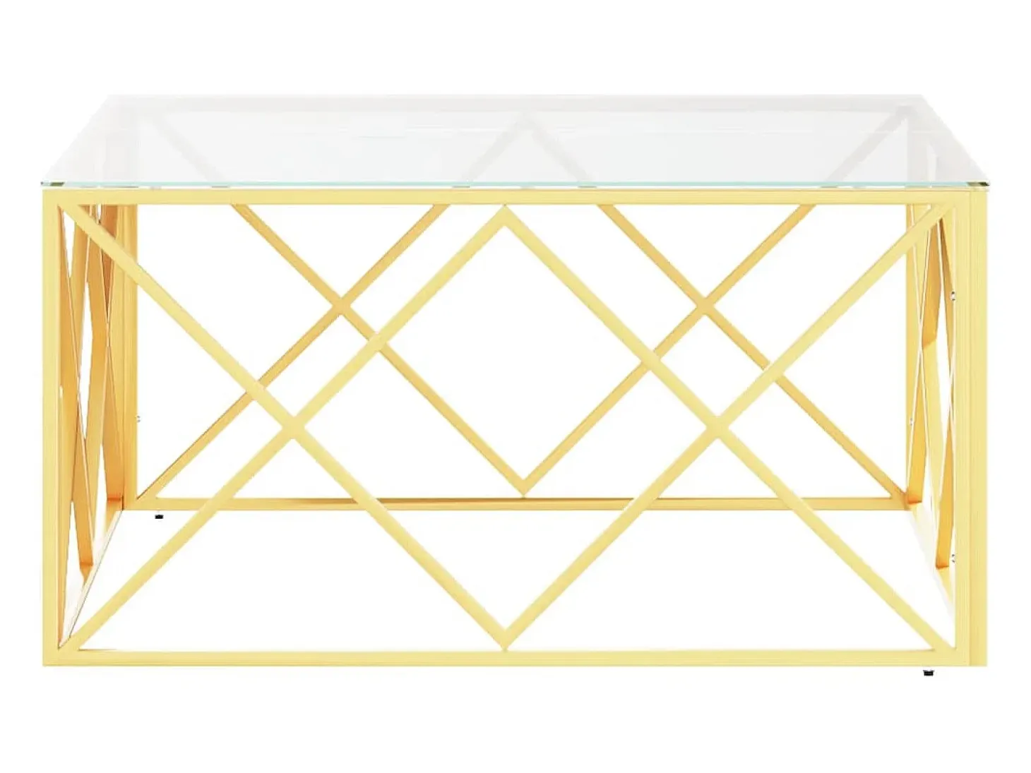 Mesa de centro acero inoxidable y vidrio 80x80x40 cm