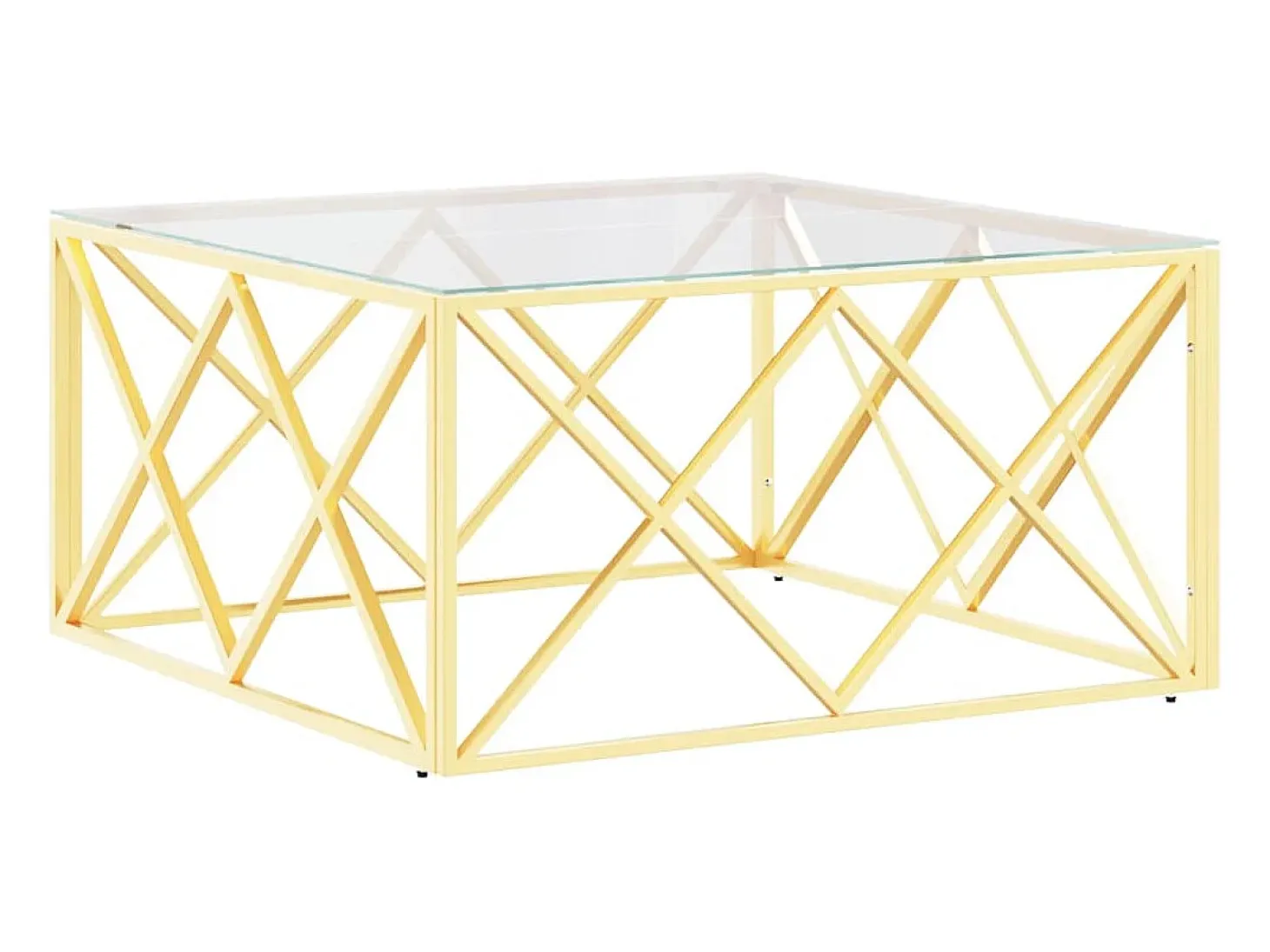 Mesa de centro acero inoxidable y vidrio 80x80x40 cm