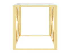 Mesa de centro acero inoxidable y vidrio 110x45x45 cm
