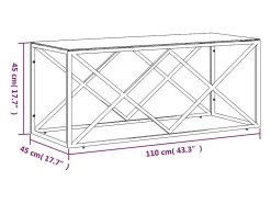 Mesa de centro acero inoxidable y vidrio 110x45x45 cm