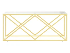 Mesa de centro acero inoxidable y vidrio 110x45x45 cm