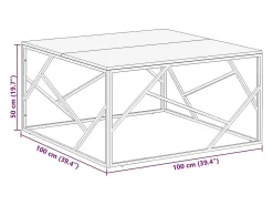Mesa de centro acero inoxidable madera maciza traviesa plateado