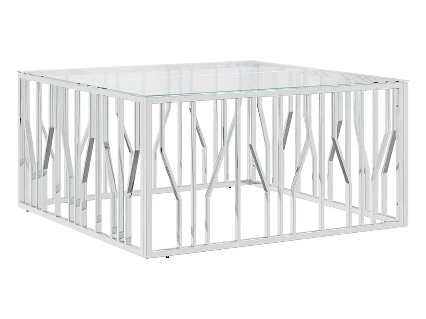 Mesa de centro acero inoxidable y vidrio 100x100x50 cm