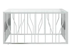 Mesa de centro acero inoxidable y vidrio 100x100x50 cm