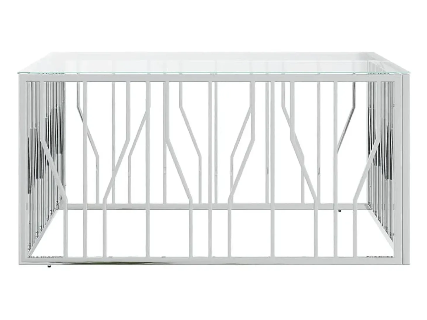 Mesa de centro acero inoxidable y vidrio 100x100x50 cm