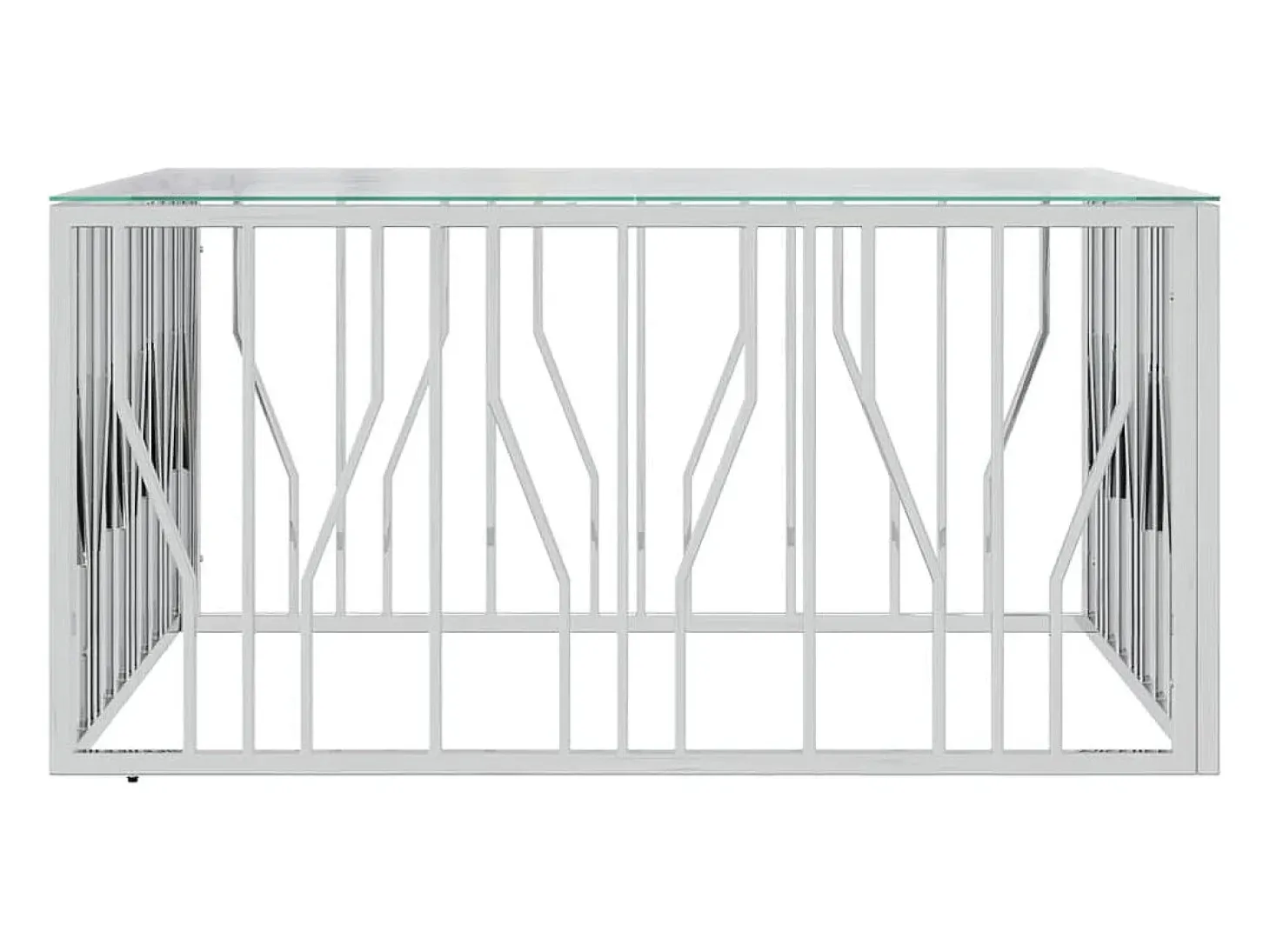 Mesa de centro acero inoxidable y vidrio 100x100x50 cm