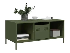 Mesa de centro acero laminado frío verde oliva 101,5x50x43,5 cm