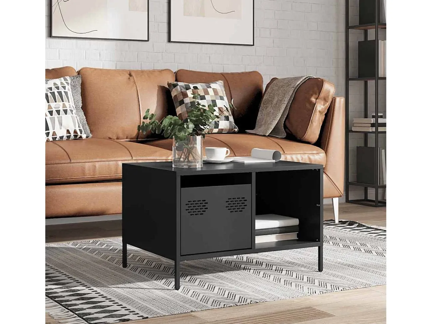 Mesa de centro acero laminado en frío negro 68,5x50x43,5 cm