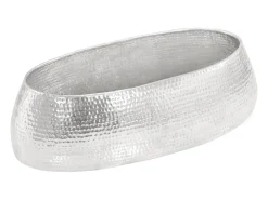 Mesa de centro aluminio martillado 100x50x28 cm plateado