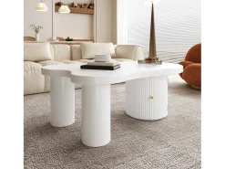 Mesa de centro asimétrica - 100 x 60 x 37 cm - con espacio de almacenamiento - elegante y robusta - MDF - blanco