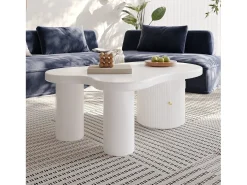 Mesa de centro asimétrica - 100 x 60 x 37 cm - con espacio de almacenamiento - elegante y robusta - MDF - blanco