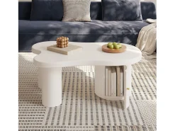 Mesa de centro asimétrica - 100 x 60 x 37 cm - con espacio de almacenamiento - elegante y robusta - MDF - blanco