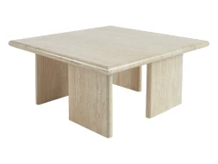 Mesa de centro baja y cuadrada beige travertino