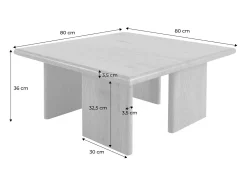 Mesa de centro baja y cuadrada beige travertino