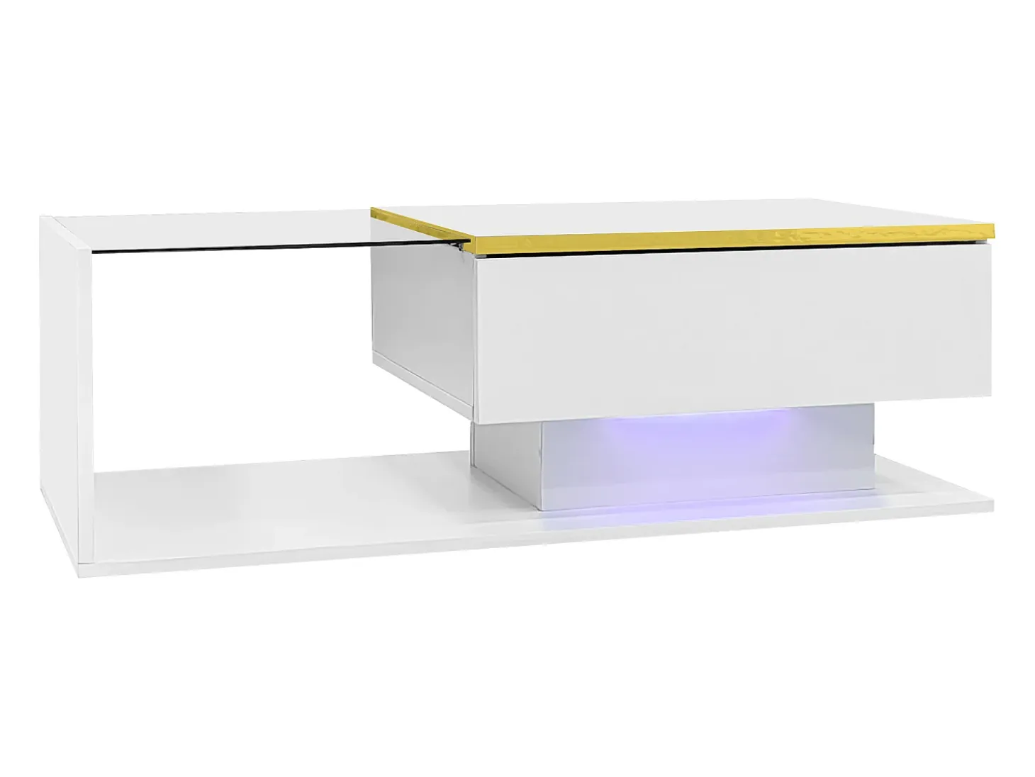 Mesa de centro blanca 100 cm - Mesa de centro con iluminación LED y separadores de espacio - espacio abierto - para sala de estar