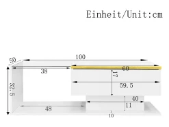 Mesa de centro blanca 100 cm - Mesa de centro con iluminación LED y separadores de espacio - espacio abierto - para sala de estar