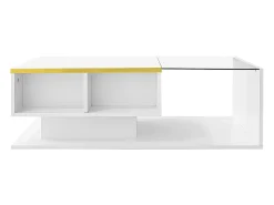 Mesa de centro blanca 100 cm - Mesa de centro con iluminación LED y separadores de espacio - espacio abierto - para sala de estar