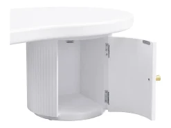 Mesa de centro blanca - Mesa de centro con 1 puerta y patas cilíndricas - diseño en forma de nube - para salones y oficinas