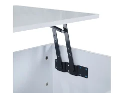 Mesa de centro blanca - Mesa auxiliar con iluminación LED y altura ajustable - almacenamiento y estantes ocultos - para sala de estar