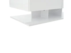 Mesa de centro blanca con luz LED, 2 cajones de almacenamiento y tablero de vidrio