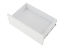 Mesa de centro blanca con luz LED, 2 cajones de almacenamiento y tablero de vidrio