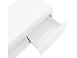 Mesa de centro blanca con luces LED, 1 cajón y compartimento abierto, ideal para salón y oficina