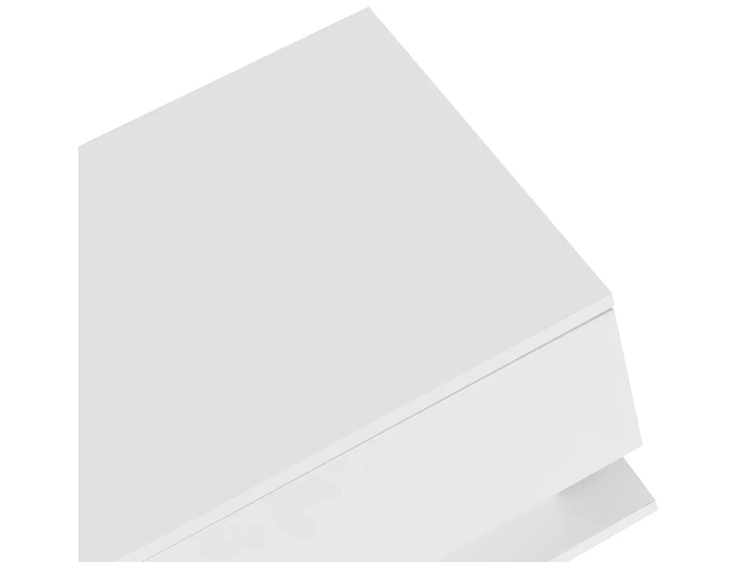 Mesa de centro blanca de 100 x 50 cm con LED, cajón y tablero de cristal - para salón y oficina