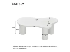 Mesa de centro blanca en forma de nube - Madera MDF y PVC