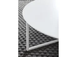 Mesa de Centro Blanca Moderna Redonda 80x80x33 cm Madera y Metal | Mesa Auxiliar para Salón | Mesita Café para Sofá